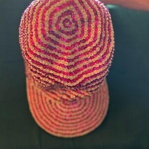 Vintage Pink and White Beaded Hat